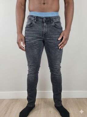 🔥 C&A Slim Fit Distressed BLACK Jeans- Size 33/34 - Comfort Stretch🔥